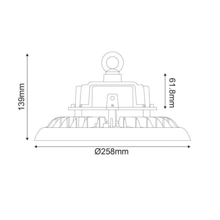 LED ΚΑΜΠΑΝΑ ASTREK DIM 1-10V 100W 15.000LM 5000K 90° 230V AC IP65 Ra>80 50.000HRS