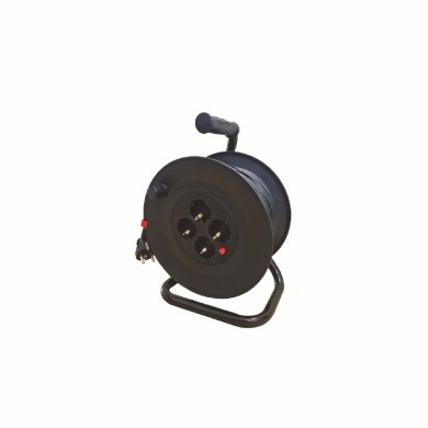 CABLE REEL PLASTIC OPEN TYPE 4 SCHUKO SOCKETS CHILD PROT. & THERMAL CUT H05VV-F 3x1.5mm2 IP20 25m
