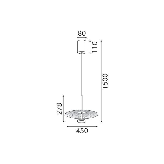 LOFTY- PENDANT LAMP SAND GOLD ALUMINIUM LED SMD 8W 2700Κ 560LM IP20 Φ300x1500mm