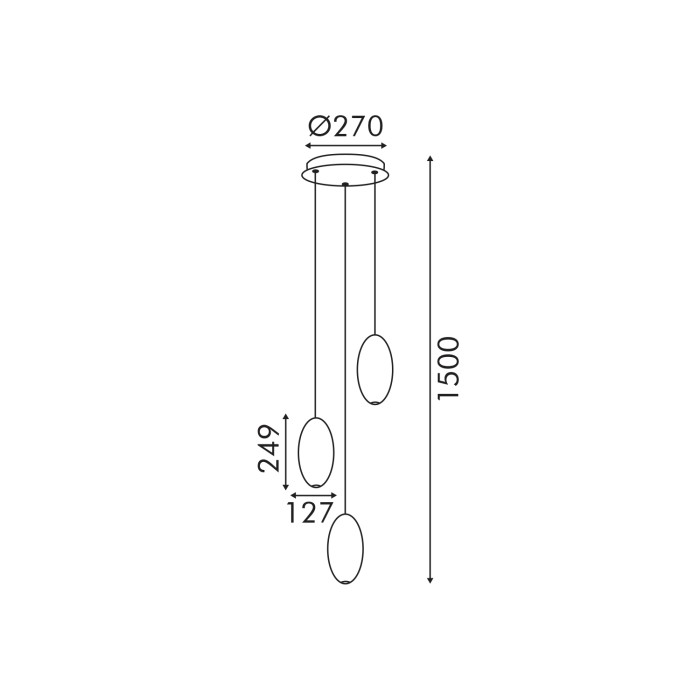 ELLITON-ΦΩΤΙΣΤΙΚΟ ΚΡΕΜΑΣΤΟ ΑΜΜΩΔΕΣ ΧΡΥΣΟ ΑΛΟΥΜΙΝΙΟΥ LED SMD 12W 2700K 840LM IP20 Φ367x1500mm