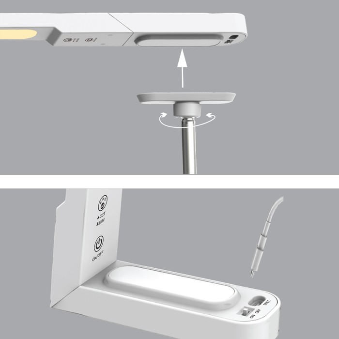 DESK LAMP WHITE ALUMINUM + ABS LED SMD 8W  CCT 3000K-4100K-6300K IP20
