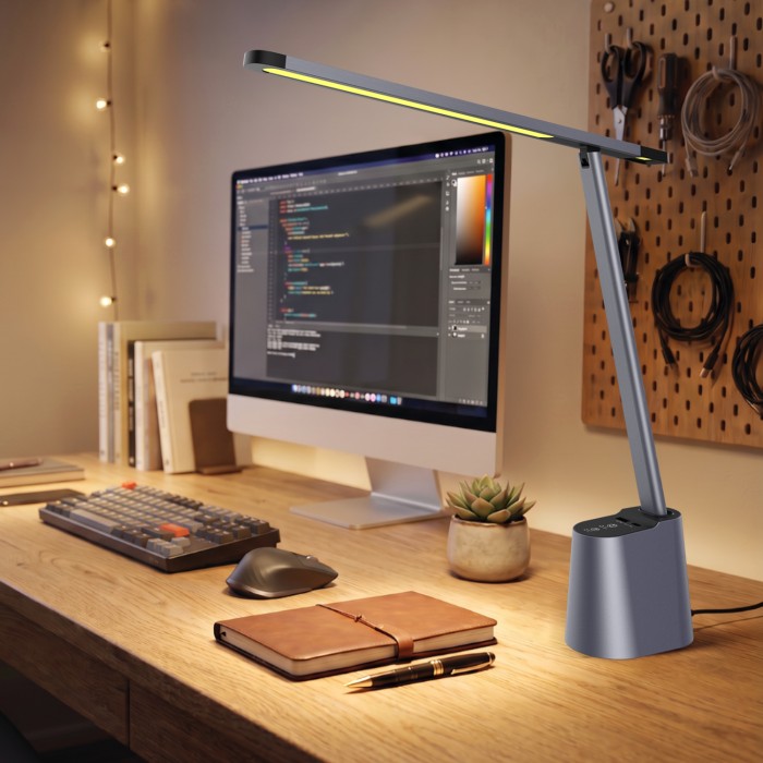 ACA BL1046ULG LED DESK LAMP GREY 8W CCT 3000K/3800K/5700K 300LM


