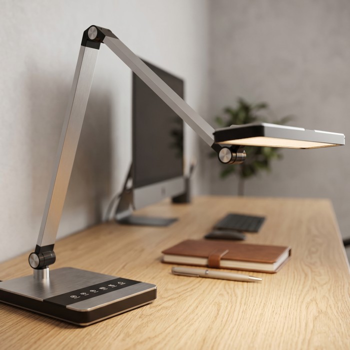 DESK LAMP SILVER ABS LED SMD 9W  500LM CCT 3000K-4000K-6500K IP20
