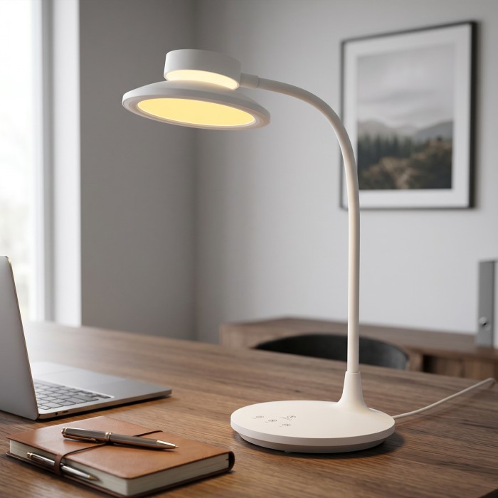 DESK LAMP WHITE ABS+ SILICONE LED SMD 10W 500LM CCT 3000K-3800K-5700K IP20
