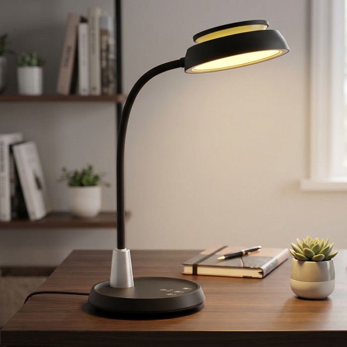 DESK LAMP BLACK ABS+ SILICONE LED SMD 10W 500LM CCT 3000K-3800K-5700K  IP20
