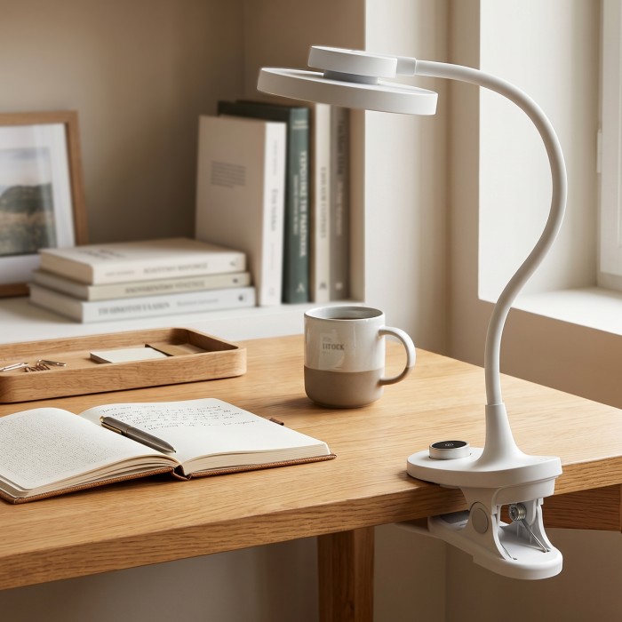 DESK LAMP WHITE ABS+SILICON LED SMD 6W 360LM CCT 2800K-3800K-5700K IP20
