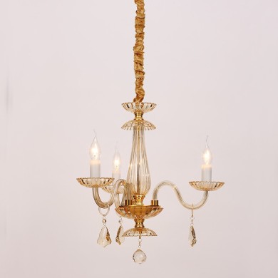 NETTO PENDANT 3XE14 CHAMPAGE GOLD CRYSTAL + GOLD METAL Φ49×Η173CM LOMPELIA