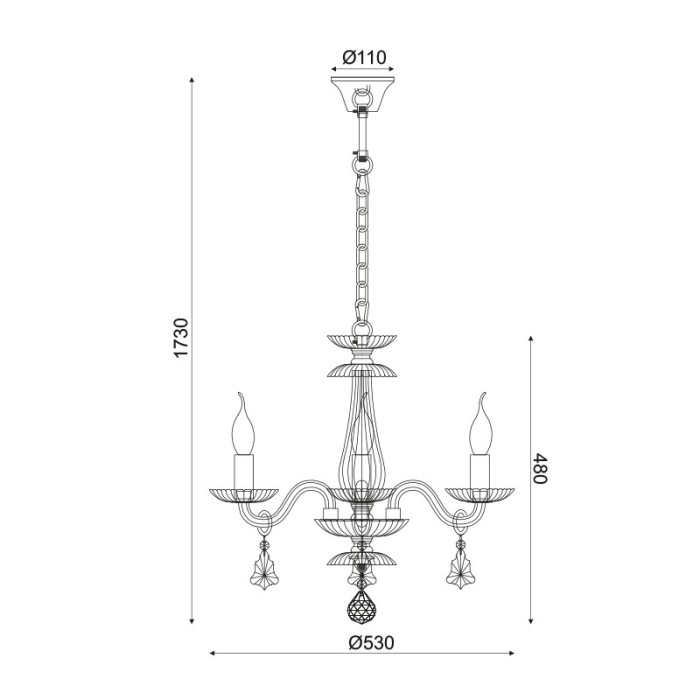 NETTO PENDANT 3XE14 CHAMPAGE GOLD CRYSTAL + GOLD METAL Φ49×Η173CM LOMPELIA