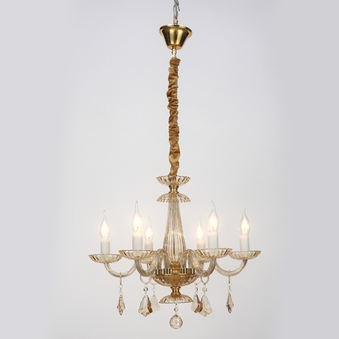 NETTO PENDANT 6XE14 CHAMPAGE GOLD CRYSTAL + GOLD METAL Φ53×Η173CM LOMPELIA