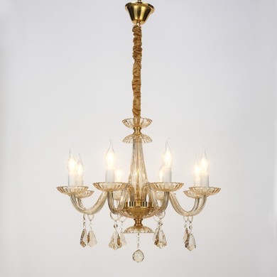 NETTO PENDANT 8XE14 CHAMPAGE GOLD CRYSTAL + GOLD METAL Φ59×Η178CM LOMPELIA