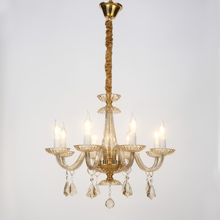 NETTO PENDANT 8XE14 CHAMPAGE GOLD CRYSTAL + GOLD METAL Φ59×Η178CM LOMPELIA