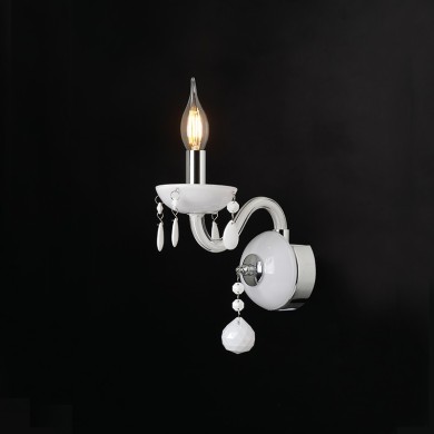 NETTO WALL MOUNTED LUMINAIR 1XE14 WHITE CRYSTAL + CHROME METAL 20X32CM TULIA