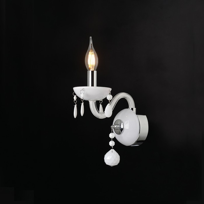 NETTO WALL MOUNTED LUMINAIR 1XE14 WHITE CRYSTAL + CHROME METAL 20X32CM TULIA