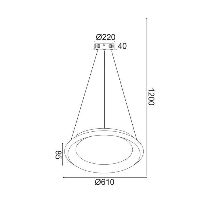 ΚΡΕΜΑΣΤΟ Φ/Σ LED 45W DIMMER CCT 3600LM ΛΕΥΚΟ ΜΕΤΑΛΛΙΚΟ D61XH120CM DIANA
