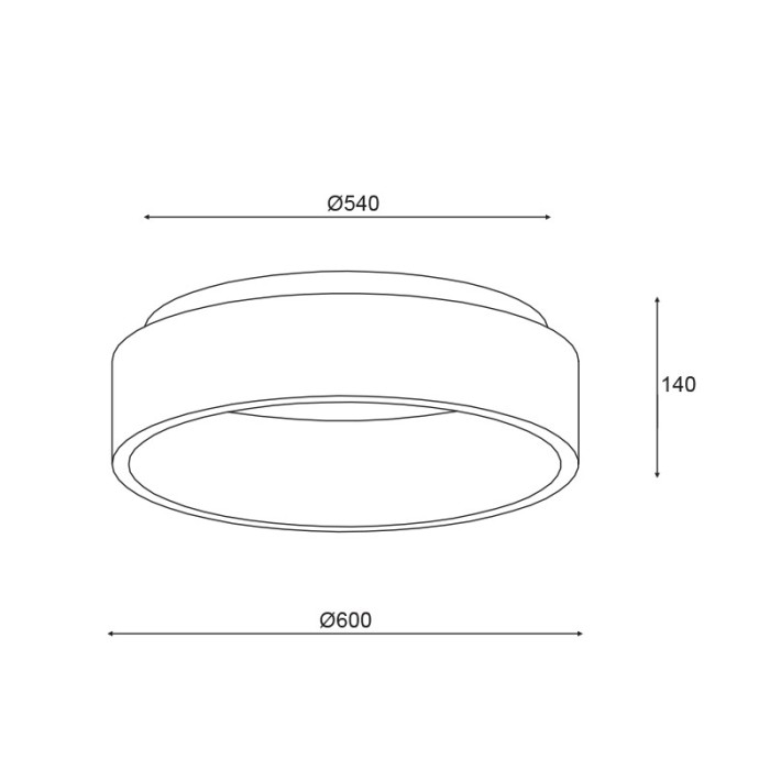 NETTO ΦΩΤΙΣΤΙΚΟ ΟΡΟΡΦΗΣ ΜΑΥΡΟ ΜΑΤ ΜΕΤΑΛΛΙΚΟ LED 48W 3000K 2630Lm IP20 Φ600Χ140mm
