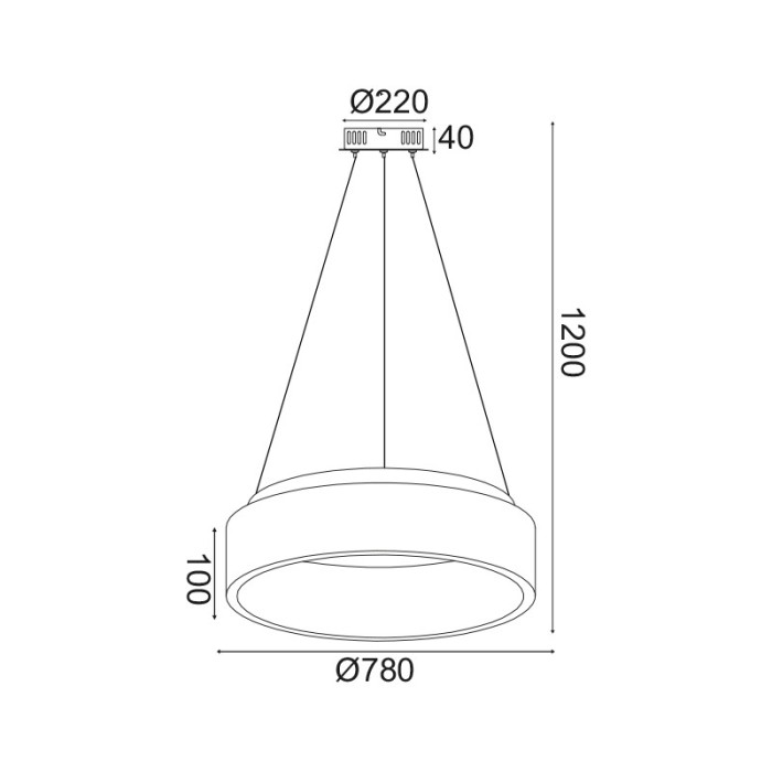 ΚΡΕΜΑΣΤΟ Φ/Σ LED 73W DIMMER CCT 5450LM ΜΑΥΡΟ ΜΕΤΑΛΛΙΚΟ D78XH120CM APOLLO