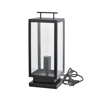 SAND BLACK TABLE/FLOOR LUMINAIRE CELIA 1XE27 IP44 WITH CABLE, PLUG & CLEAR GLASS