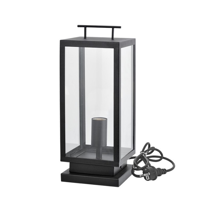 SAND BLACK TABLE/FLOOR LUMINAIRE CELIA 1XE27 IP44 WITH CABLE, PLUG & CLEAR GLASS