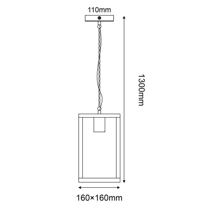 CELIA - ΦΑΝΑΡΙ ΚΗΠΟΥ ΚΡΕΜΑΣΤΟ ΑΤΣΑΛΙΝΟ ΜΑΥΡΟ ΣΥΜΒΑΤΙΚΟ 1XE27 IP44 160x160x1300mm