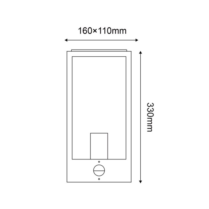 SAND BLACK WALL LUMINAIRE CELIA 1XE27 IP44 WITH CLEAR GLASS & PIR-LUX SENSOR 