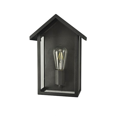 SAND BLACK WALL LUMINAIRE CELIA H 1XE27 IP44 WITH CLEAR GLASS