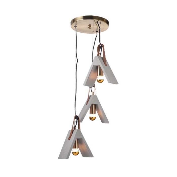 NETTO PENDANT L/F 3XE27 CEMENT + LEATHER F43ΧΗ110CM ALFA