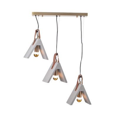 NETTO PENDANT L/F 3ΧΕ27 CEMENT + LEATHER 62Χ20ΧΗ110CM ALFA