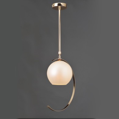 PENDANT LUMINAIRE 1ΧΕ27 METAL GOLD + PERLE GLASS Φ35ΧΗ100CM IPARELLE
