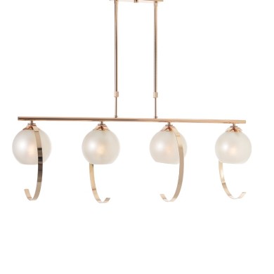 PENDANT L/F 4ΧΕ27 METALLIC GOLD + PERLE GLASS 107Χ15ΧΗ120CM IPARELLE