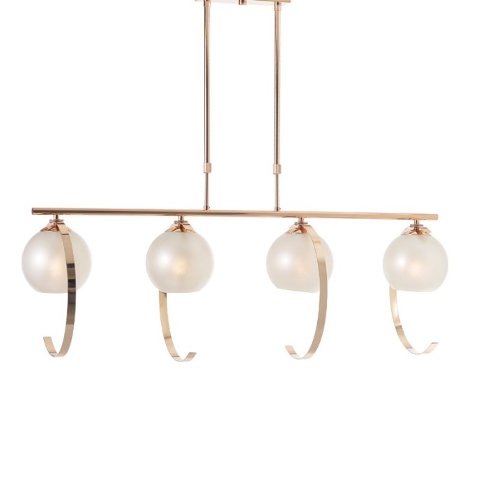 PENDANT L/F 4ΧΕ27 METALLIC GOLD + PERLE GLASS 107Χ15ΧΗ120CM IPARELLE