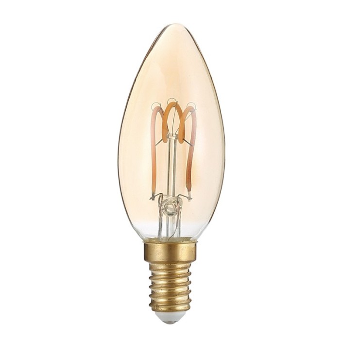 LED FILAMENT E14 C35 3W AMBER 2700K 230V AC 200LM RA80 30000H 300° 