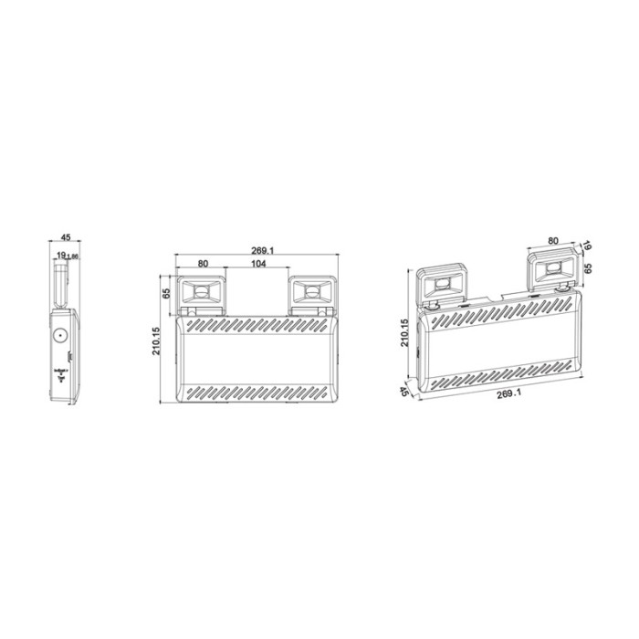 NON-MAINTAINED EMERGENCY LED IP65 2X2W 3HRS 500LM 6000K 230V AC, WITH TEST BUTON&SELF TEST FUNC