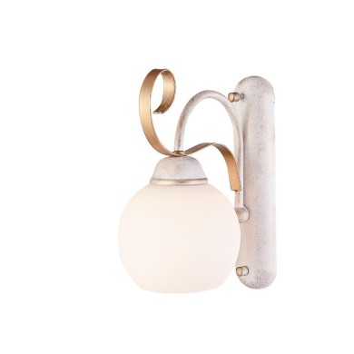 NETTO WALL MOUNTED 1XE27 METAL PATINΑ WHITE GOLD+OPAL GLASS 13,5Χ25,2Χ22CM FOYER