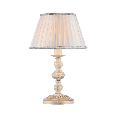 METALLIC TABLE LAMP 1XE27 PATINA- WHITE SHADE DIJON