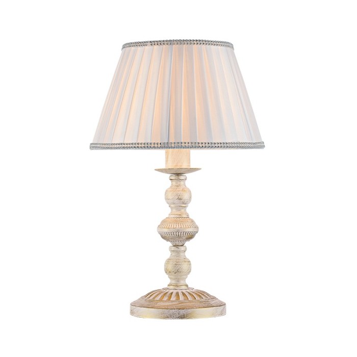 METALLIC TABLE LAMP 1XE27 PATINA- WHITE SHADE DIJON