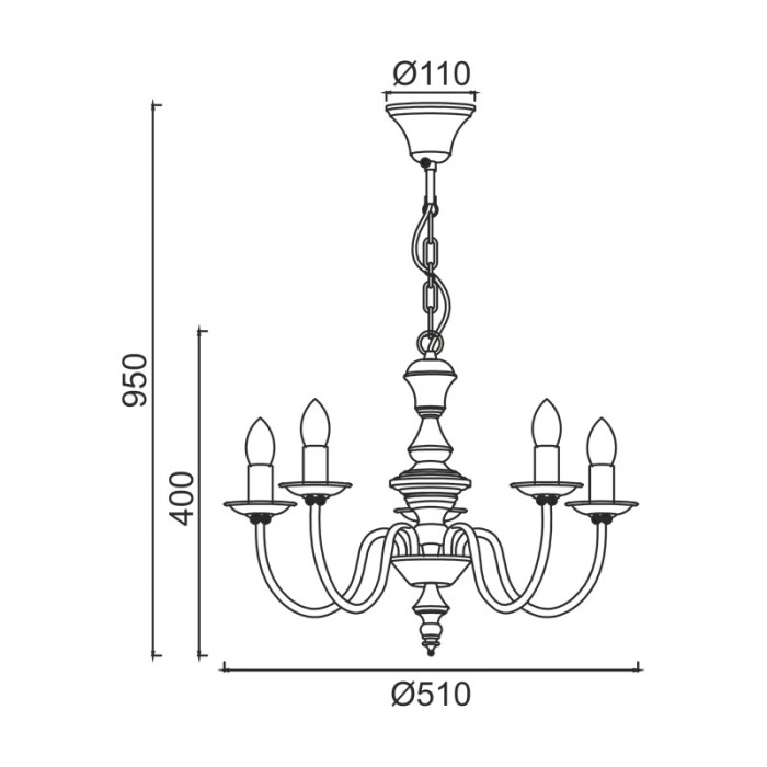 PENDANT 5XE14 METAL PATINΑ GREEN Φ51ΧΗ95CM ACCRA