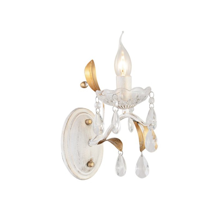 WALL MOUNTED 1XE14 METAL PATINΑ WHITE GOLD+CRYSTAL 23,5Χ15,5Χ24,,5CM SARDINIA