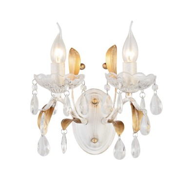 NETTO WALL MOUNTED 2XE14 METAL PATINΑ WHITE GOLD+CRYSTAL 38Χ24,5Χ19CM SARDINIA