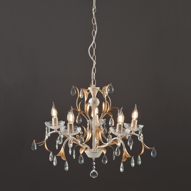 PENDANT 5XE14 METAL PATINΑ WHITE/BLACK+SHADE Φ68ΧΗ108CM SARDINIA