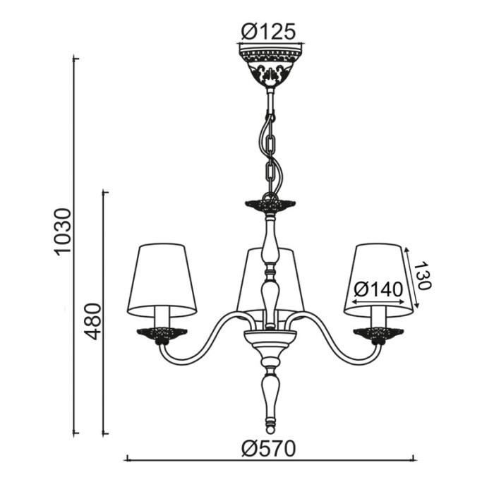 NETTO ΦΩΤΙΣΤΙΚΟ ΚΡΕΜΑΣΤΗ ΛΕΥΚΟ ΑΝΤΙΚΕ ΜΕΤΑΛΛΙΚΟ ΣΥΜΒΑΤΙΚΟ 3ΧΕ14 IP20 Φ570Χ1030mm