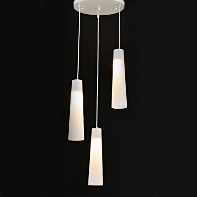 NETTO PENDANT 3XE27 ROSET WHITE GLASS+METAL Φ32,5ΧΗ140CM