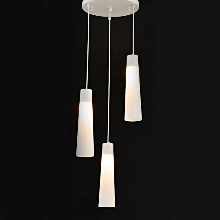 NETTO PENDANT 3XE27 ROSET WHITE GLASS+METAL Φ32,5ΧΗ140CM
