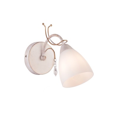 WALL MOUNTED 1XE14 METAL PATINΑ GOLD+ WHITE GLASS+ CRYSTAL 12Χ18,5Χ26,4CM QUINCE