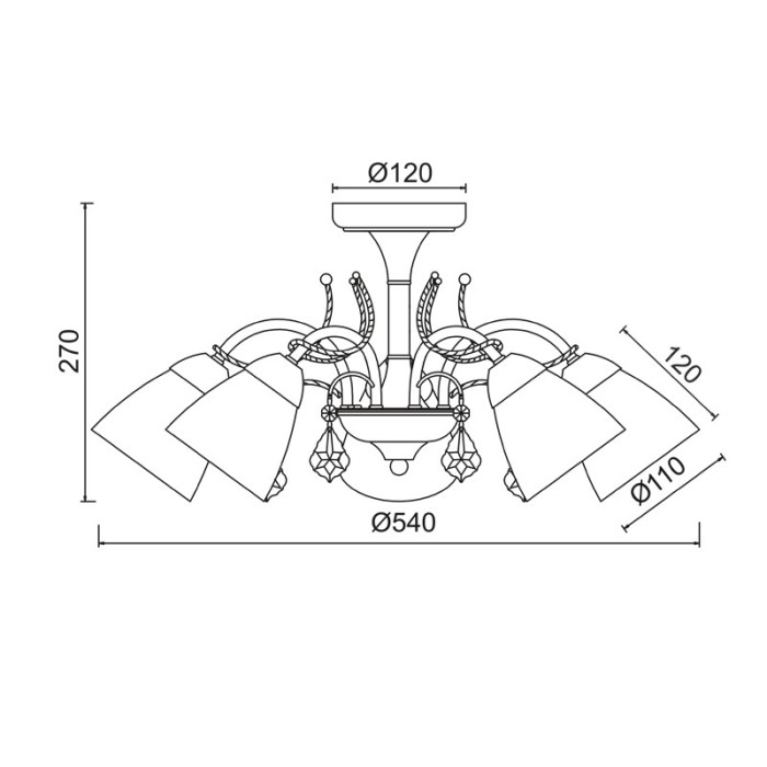 NETTO ΦΩΤΙΣΤΙΚΟ ΚΡΕΜΑΣΤΟ ΛΕΥΚΗ ΠΑΤΙΝΑ ΜΕΤΑΛΛΙΚΟ ΣΥΜΒΑΤΙΚΟ 5ΧΕ14 IP20 Φ610Χ920mm
