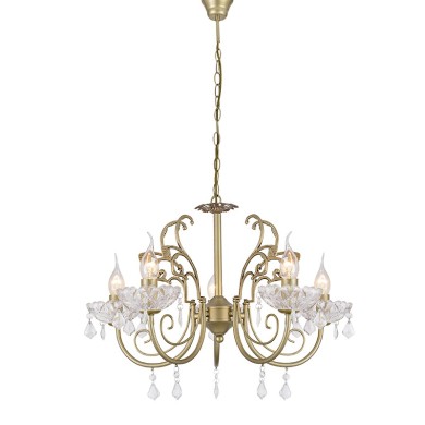 PENDANT 5XE14 METAL GOLD BRONZE+CRYSTAL Φ56ΧΗ96CM FABERGE