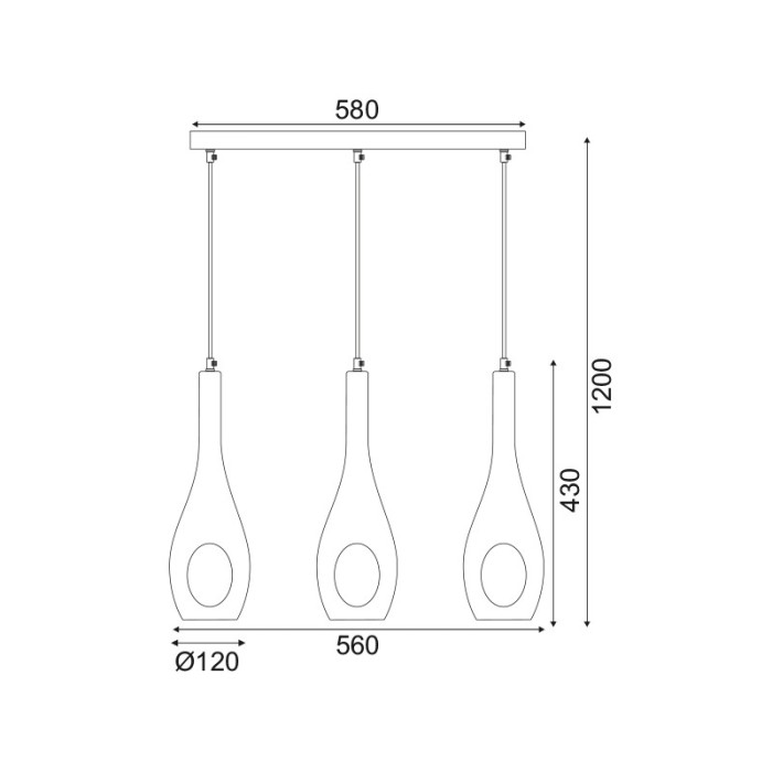 NETTO ΦΩΤΙΣΤΙΚΟ ΚΡΕΜΑΣΤΟ ΧΡΩΜΙΟ ΜΕΤΑΛΛΙΚΟ ΣΥΜΒΑΤΙΚΟ 3ΧΕ14 IP20 Φ360Χ1200mm