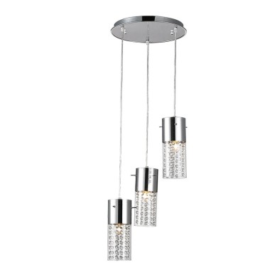 NETTO PENDANT CLEAR GLASS 3ΧΕ14 CRYSTALS MIA