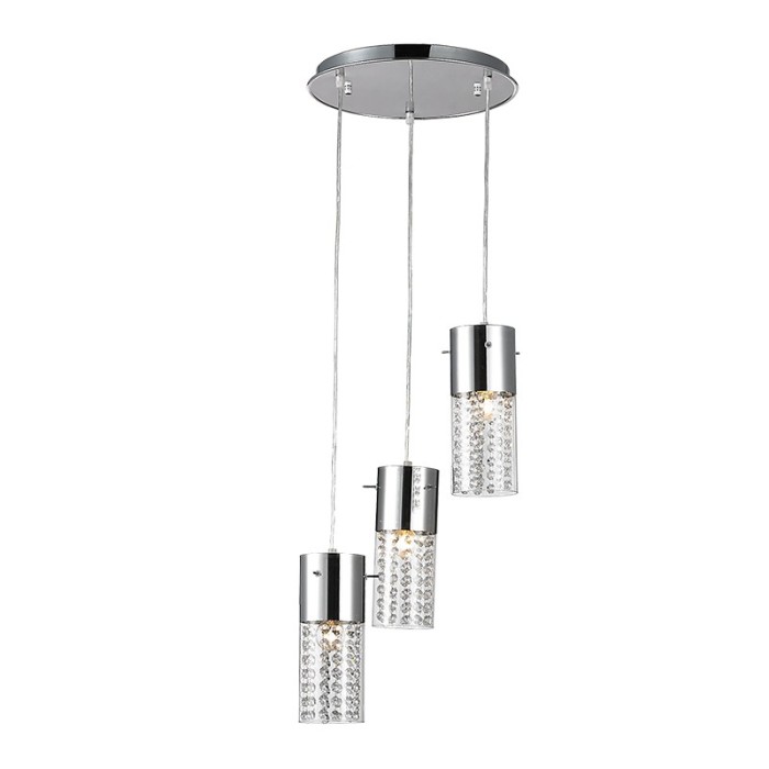 NETTO PENDANT CLEAR GLASS 3ΧΕ14 CRYSTALS MIA