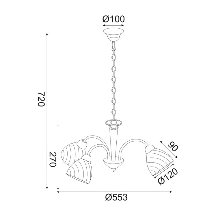 NETTO ΦΩΤΙΣΤΙΚΟ ΚΡΕΜΑΣΤΟ ΜΠΡΟΝΖΕ ΜΕΤΑΛΛΙΚΟ ΣΥΜΒΑΤΙΚΟ 3ΧΕ14 IP20 Φ553Χ720mm