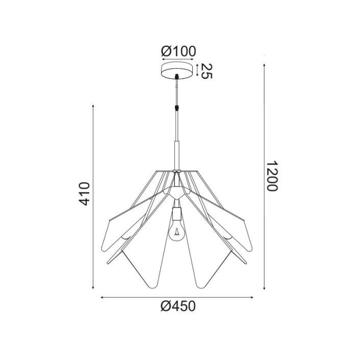 NETTO ΦΩΤΙΣΤΙΚΟ ΚΡΕΜΑΣΤΟ ΜΑΥΡΟ ΜΕΤΑΛΛΙΚΟ ΣΥΜΒΑΤΙΚΟ 1ΧΕ27 IP20 Φ450Χ1200mm
